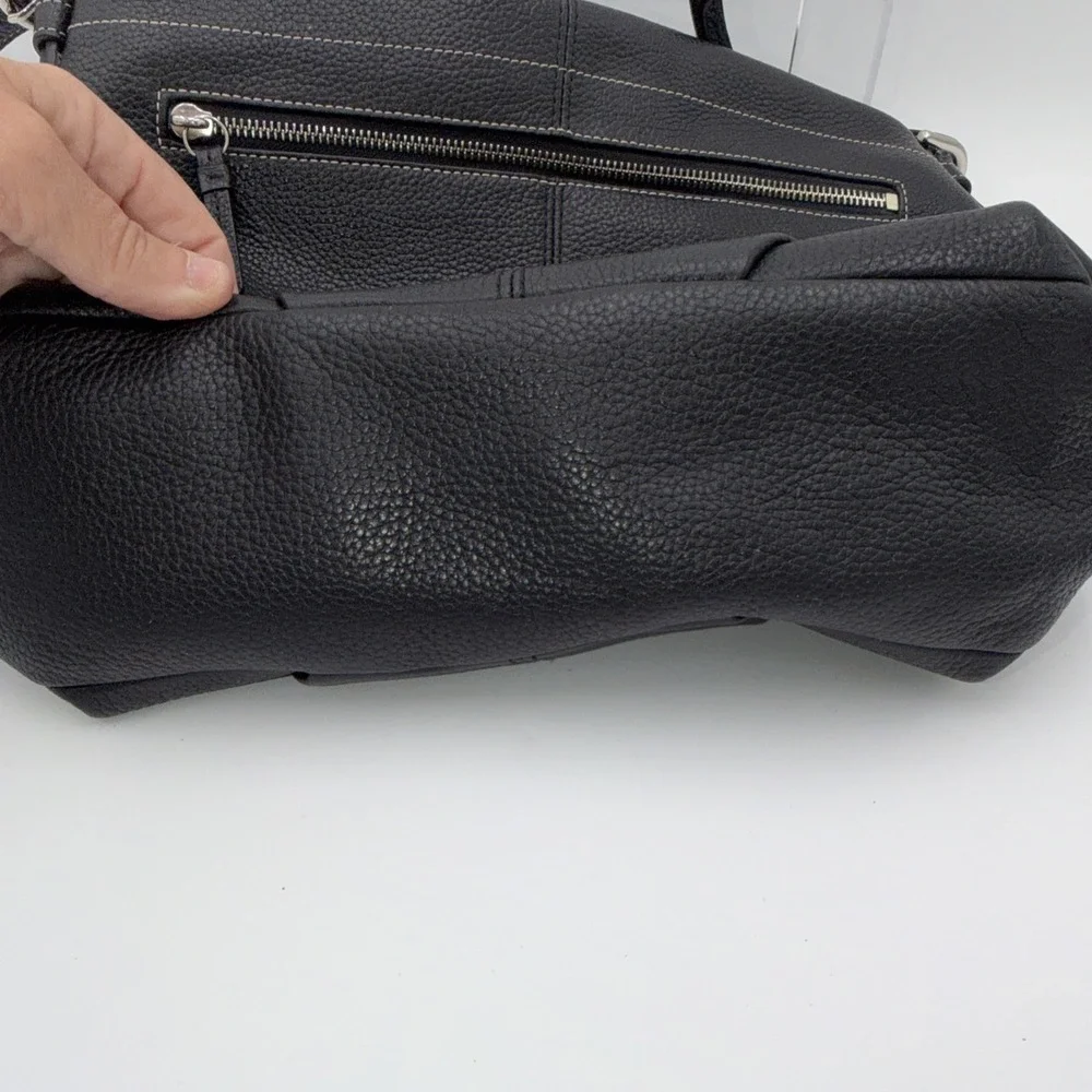 COACH Black Pebble Leather Duffle Crossbody Shoulder Purse Bag F15064 Medium-Lrg - Picture 3 of 16